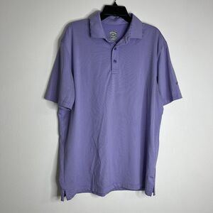 Callaway Mens Polo Shirt L Purple Opti Dri Golf Striped Performance Stretch